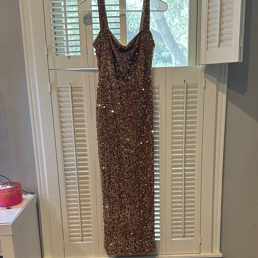 Glamorous Brown Sequin Midi Dress